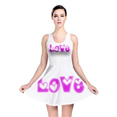 Pink Love Hearts Typography Reversible Skater Dress by yoursparklingshop