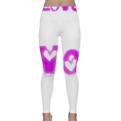 Pink Love Hearts Typography Classic Yoga Leggings by yoursparklingshop