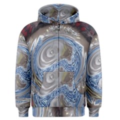 Silver Gray Blue Geometric Art Circle Men s Zipper Hoodie