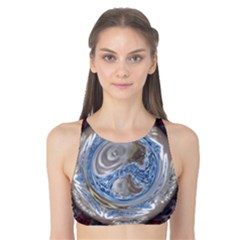 Silver Gray Blue Geometric Art Circle Tank Bikini Top by yoursparklingshop
