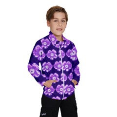 Purple Flower Pattern On Blue Wind Breaker (Kids)