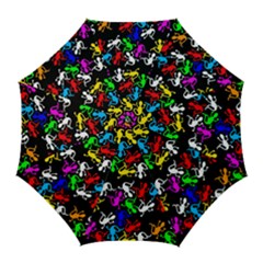 Colorful Lizards Pattern Golf Umbrellas by Valentinaart