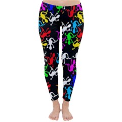 Colorful Lizards Pattern Classic Winter Leggings by Valentinaart