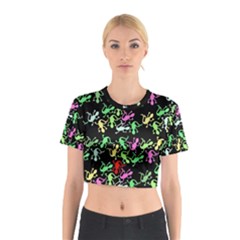 Playful Lizards Pattern Cotton Crop Top by Valentinaart