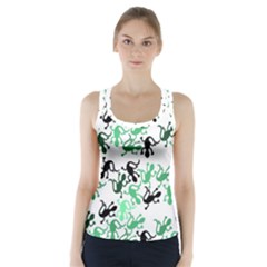 Lizards Pattern - Green Racer Back Sports Top by Valentinaart