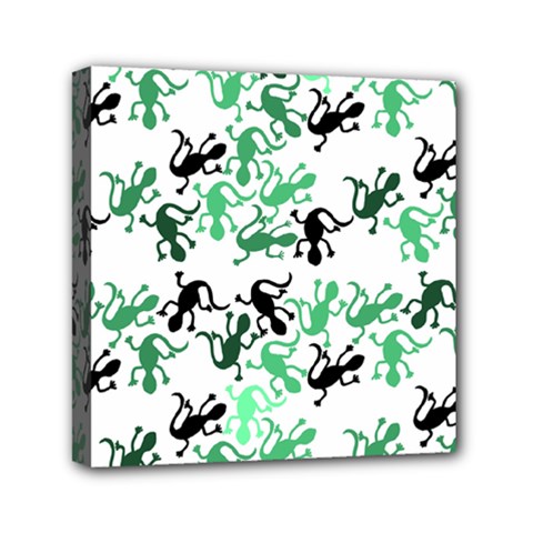 Lizards Pattern - Green Mini Canvas 6  X 6  by Valentinaart