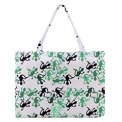 Lizards Pattern - Green Medium Zipper Tote Bag by Valentinaart