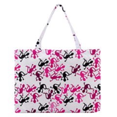 Lizards Pattern - Magenta Medium Zipper Tote Bag by Valentinaart