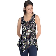 Floral Skulls With Sugar On Sleeveless Tunic