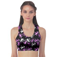 Magenta Lizards Pattern Sports Bra by Valentinaart