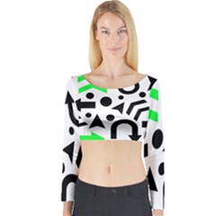 Green Right Direction  Long Sleeve Crop Top by Valentinaart