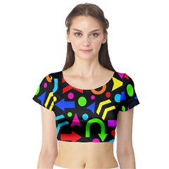 Right Direction - Colorful Short Sleeve Crop Top (tight Fit) by Valentinaart