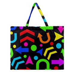 Right Direction - Colorful Zipper Large Tote Bag