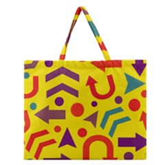 Yellow Direction Zipper Large Tote Bag by Valentinaart