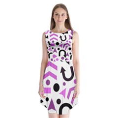 Magenta direction pattern Sleeveless Chiffon Dress  