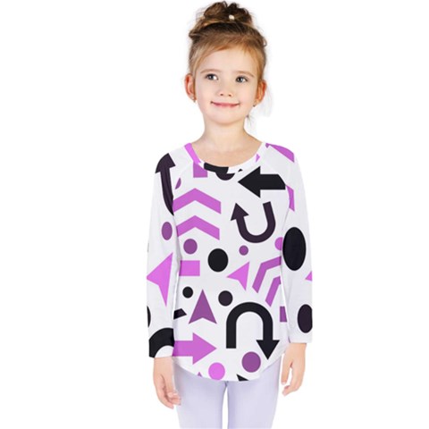 Magenta Direction Pattern Kids  Long Sleeve Tee by Valentinaart