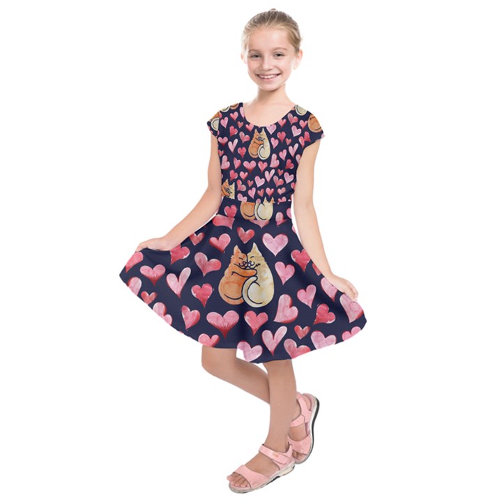 Crazy Cat Love Kids  Short Sleeve Dress