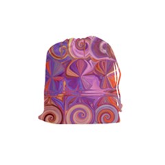 Candy Abstract Pink, Purple, Orange Drawstring Pouches (Medium) 