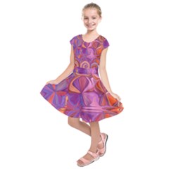 Candy Abstract Pink, Purple, Orange Kids  Short Sleeve Dress by digitaldivadesigns