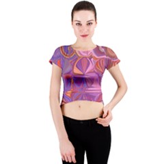 Candy Abstract Pink, Purple, Orange Crew Neck Crop Top by digitaldivadesigns