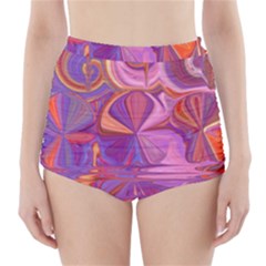 Candy Abstract Pink, Purple, Orange High-waisted Bikini Bottoms by digitaldivadesigns