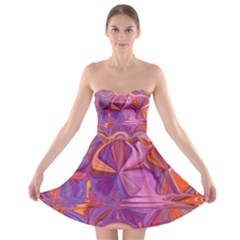 Candy Abstract Pink, Purple, Orange Strapless Bra Top Dress by digitaldivadesigns