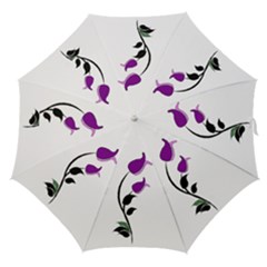 Purple Tulips On White Background Painting Umbrellas by GabriellaDavid