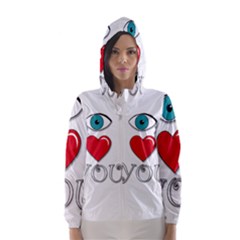 I Love You Hooded Wind Breaker (women) by Valentinaart