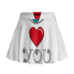 I Love You Mini Flare Skirt by Valentinaart