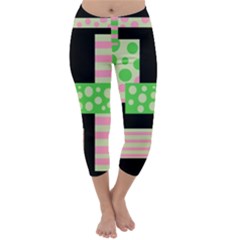 Green And Pink Collage Capri Winter Leggings  by Valentinaart