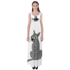 Gray Cat Empire Waist Maxi Dress by Valentinaart