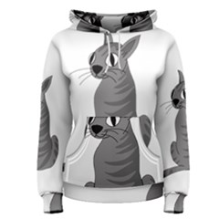 Gray Cat Women s Pullover Hoodie by Valentinaart