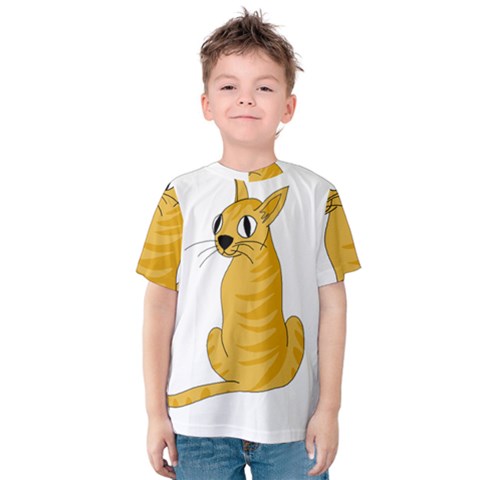 Yellow Cat Kids  Cotton Tee by Valentinaart