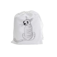 White Cat  Drawstring Pouches (large)  by Valentinaart