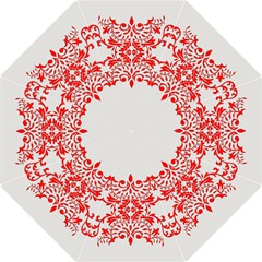 White With Red Ornaments Design Straight Umbrellas by GabriellaDavid