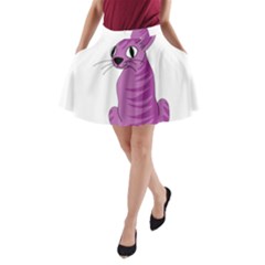 Purple Cat A-line Pocket Skirt by Valentinaart