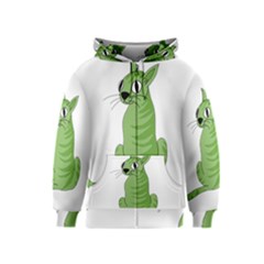 Green Cat Kids  Zipper Hoodie by Valentinaart