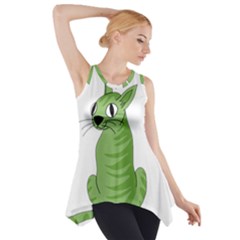 Green Cat Side Drop Tank Tunic by Valentinaart