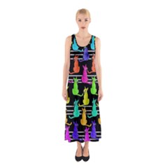 Colorful Cats Pattern Sleeveless Maxi Dress by Valentinaart