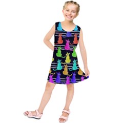 Colorful Cats Pattern Kids  Tunic Dress by Valentinaart