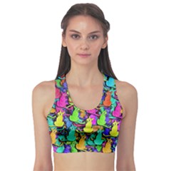 Colorful Cats Sports Bra by Valentinaart