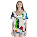 Colorful abstract cats Flutter Sleeve Top View1