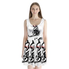 Elegant Abstract Cat  Split Back Mini Dress  by Valentinaart