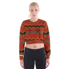 Orange Black And Blue Pattern Women s Cropped Sweatshirt by digitaldivadesigns