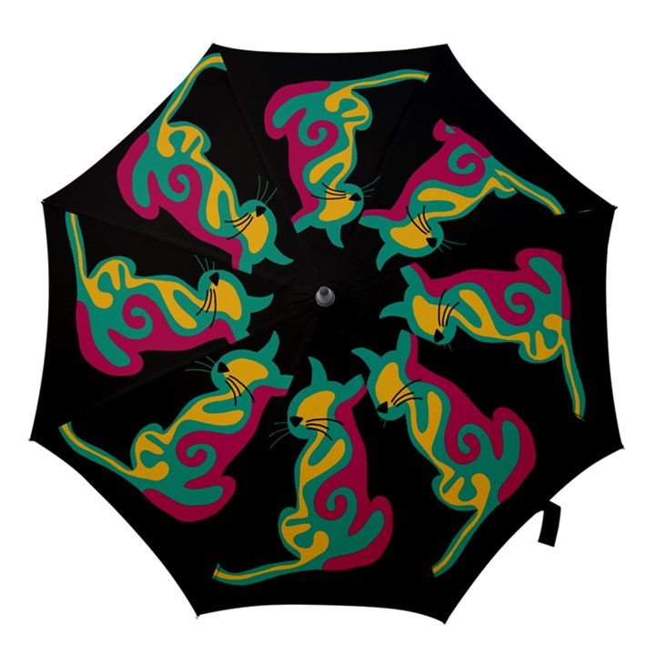 Colorful abstract cat  Hook Handle Umbrellas (Medium)