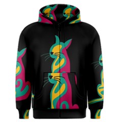 Colorful Abstract Cat  Men s Zipper Hoodie by Valentinaart