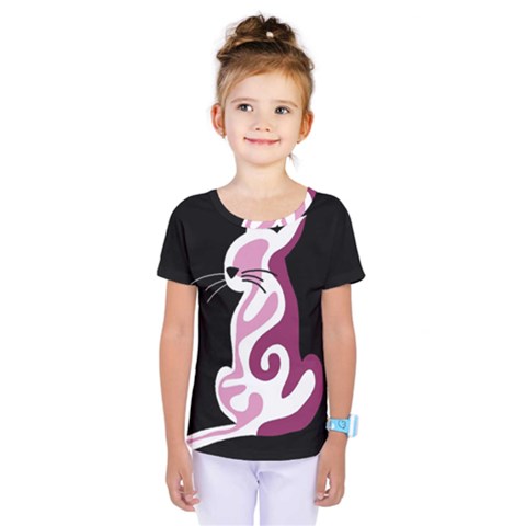 Pink Abstract Cat Kids  One Piece Tee by Valentinaart