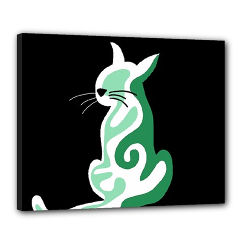 Green Abstract Cat  Canvas 20  X 16  by Valentinaart