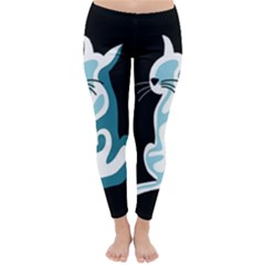 Blue Abstract Cat Classic Winter Leggings