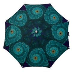 Dark Blue Turquoise Abstract Design Straight Umbrellas by GabriellaDavid